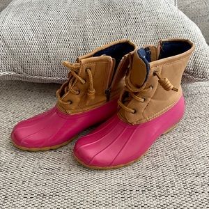 Sperry Saltwater girls rain boots pink girls size 3 woman soze5